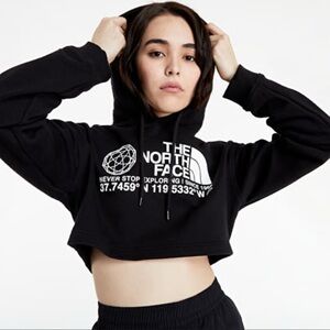 The North Face Women's Black Graphic Cropped Hoodie